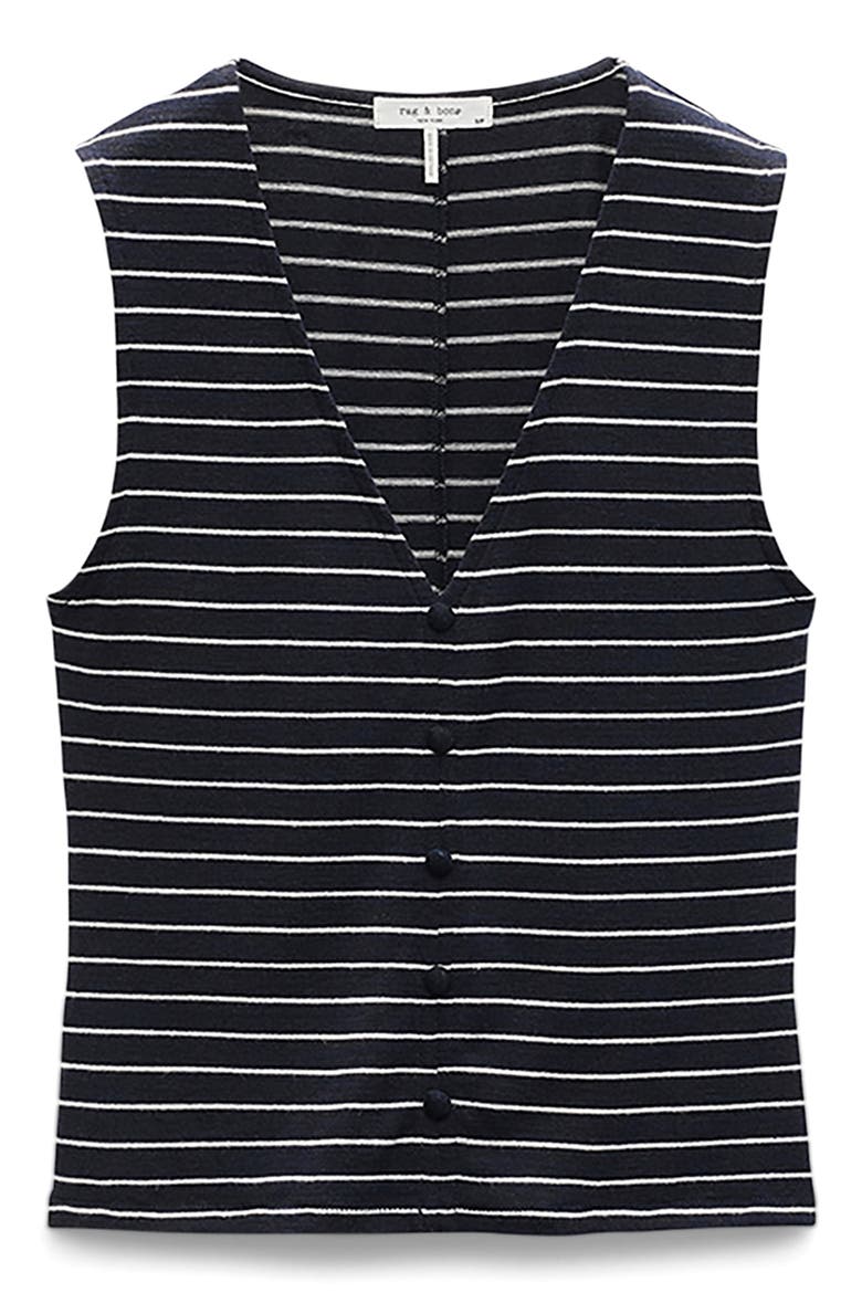 The Knit Stripe T-Shirt, Alternate, color, NAVY