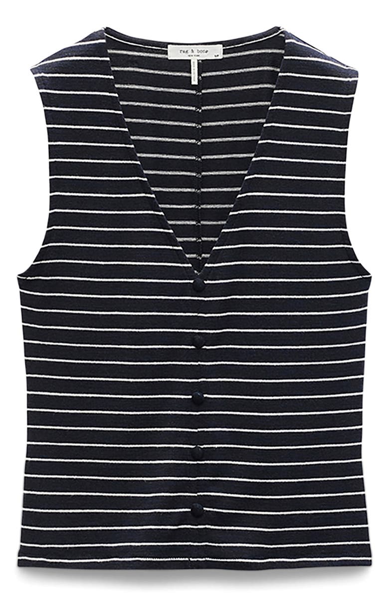 rag & bone The Knit Stripe T-Shirt, Alternate, color, Navy