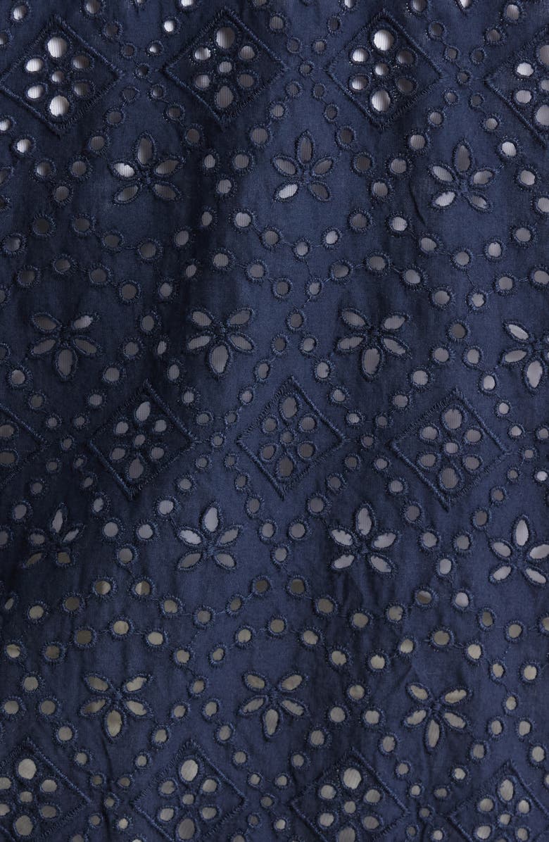 Caslon<sup>®</sup> Embroidered Eyelet Cotton Zip-Up Bomber Jacket, Alternate, color, Navy Blazer