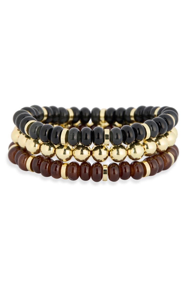Leith Set of 3 Beaded Stretch Bracelets, Alternate, color, Neutral Multi- Gold