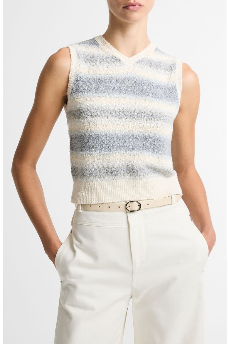 Summer Fair Isle Silk Blend Sweater Vest, Main, color, PALE TIDE COMBO