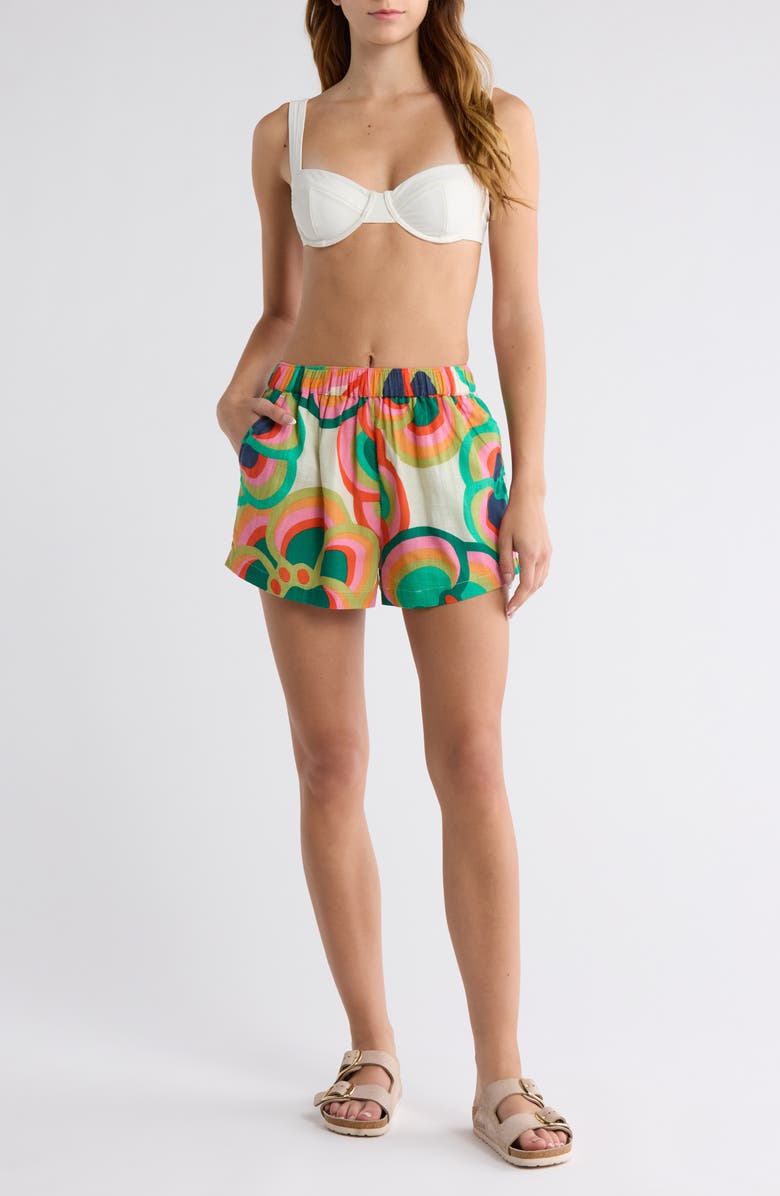 Billabong x Mami Wata See Ya Cover-Up Shorts, Main, color, Green Multi