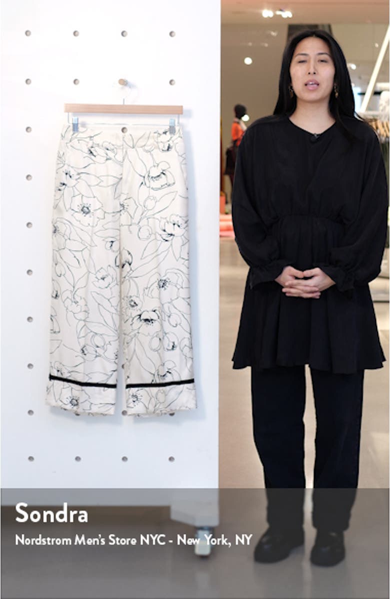 Floral Print Crop Silk Pants, sales video thumbnail