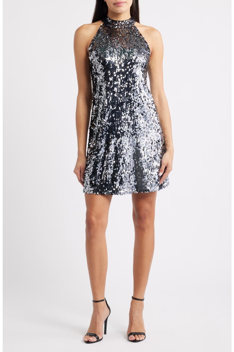 Sequin Shift Dress, Main, color, METAL COMBO