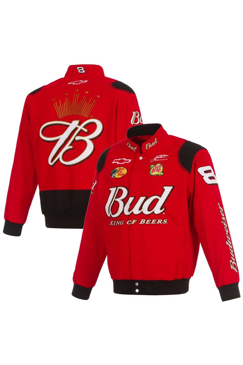 Men's JH Design Red Dale Earnhardt Jr. Budweiser Full-Snap Twill Jacket, Alternate, color, Red