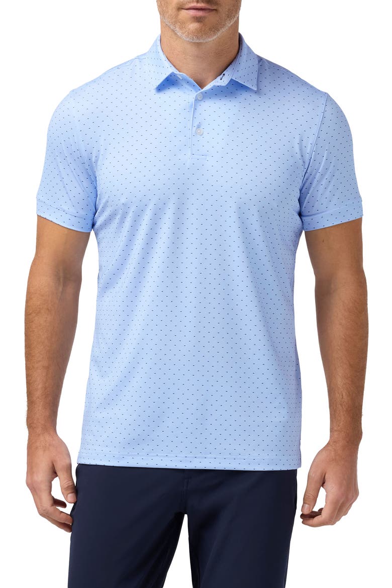 Versa Trim Fit Performance Golf Polo, Main, color, CLOUD BLUE STACKED GEO