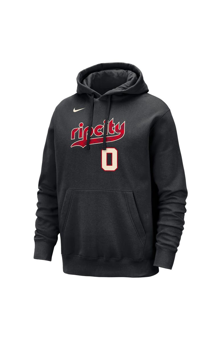 Nike Men's Nike Damian Lillard Black Portland Trail Blazers 2023/24 City Edition Name & Number Pullover Hoodie, Alternate, color, 