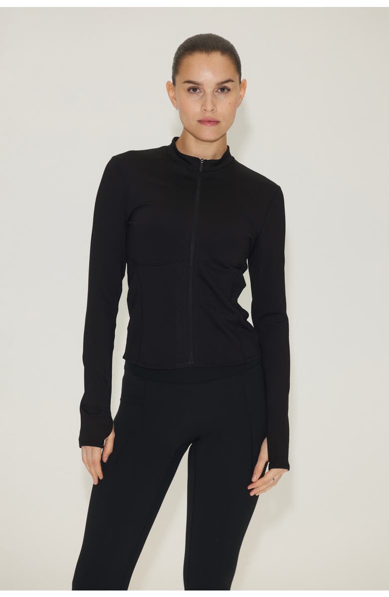 H&M Warming Zip-through Sports Jacket With Drymove, Alternate, color, Black