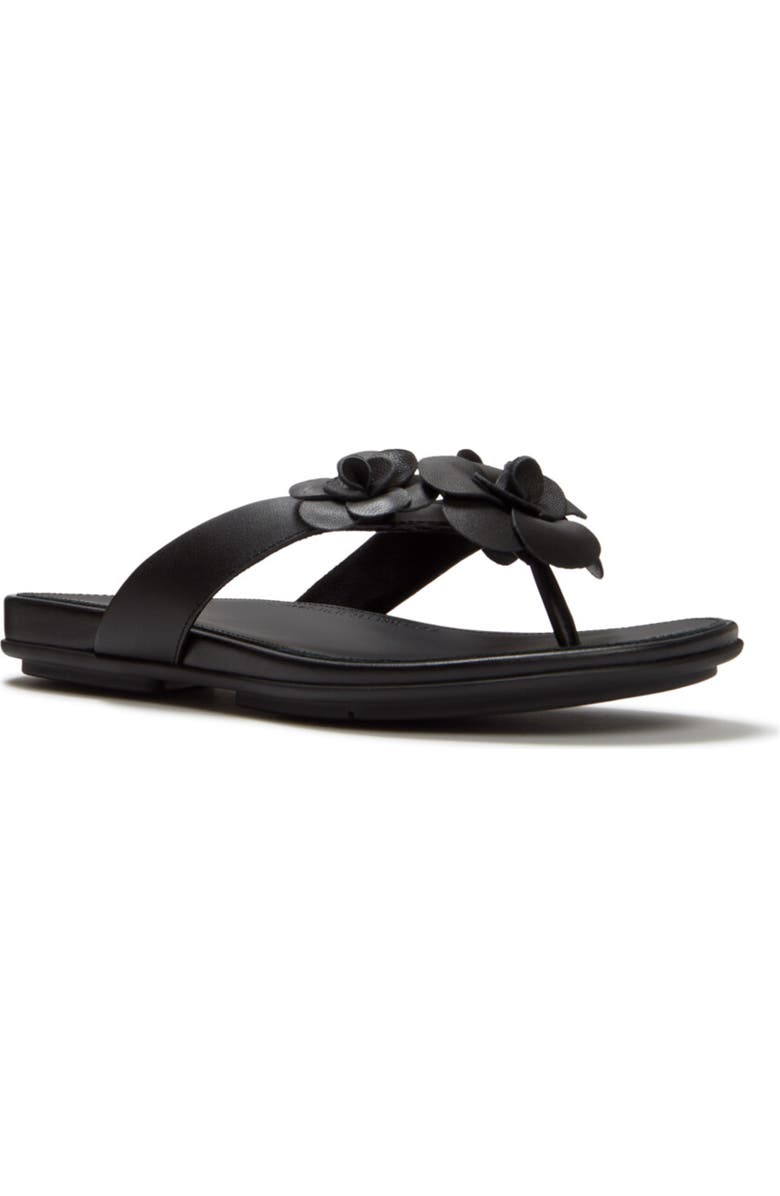 FitFlop Gracie Flower Flip-Flops, Main, color, Black