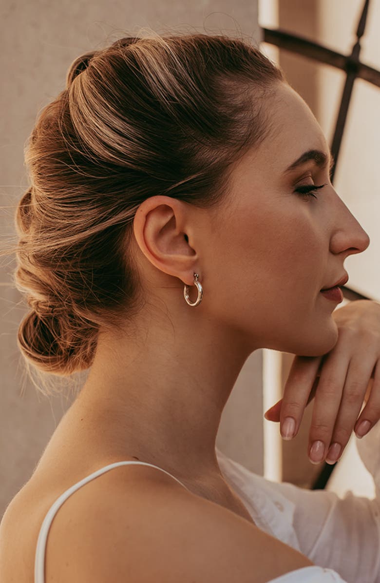 Freya Rose Silver Mini Hoops, Alternate, color, Silver