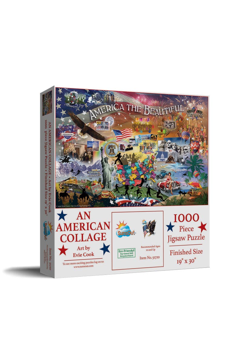 An American Collage 1000 piece Jigsaw Puzzle for Adults, Main, color, Multicolor