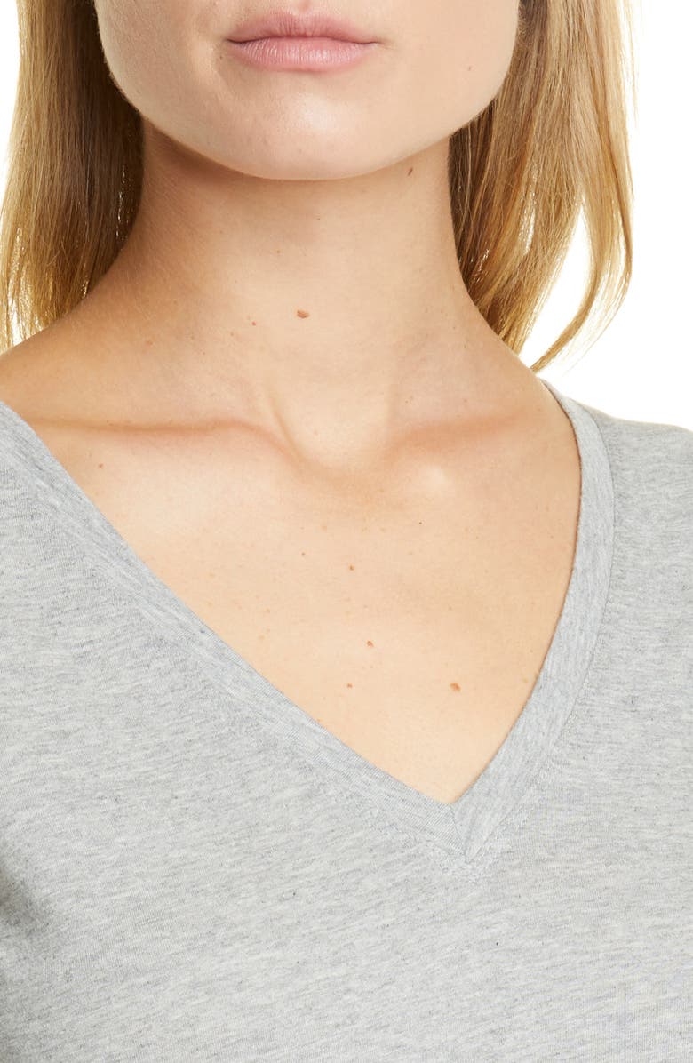Vince Pima Cotton V-Neck Top, Alternate, color, Heather Grey