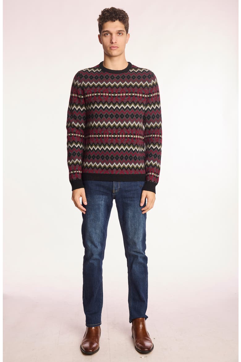 Chevron Crewneck Sweater, Alternate, color, BLACK CHERRIES