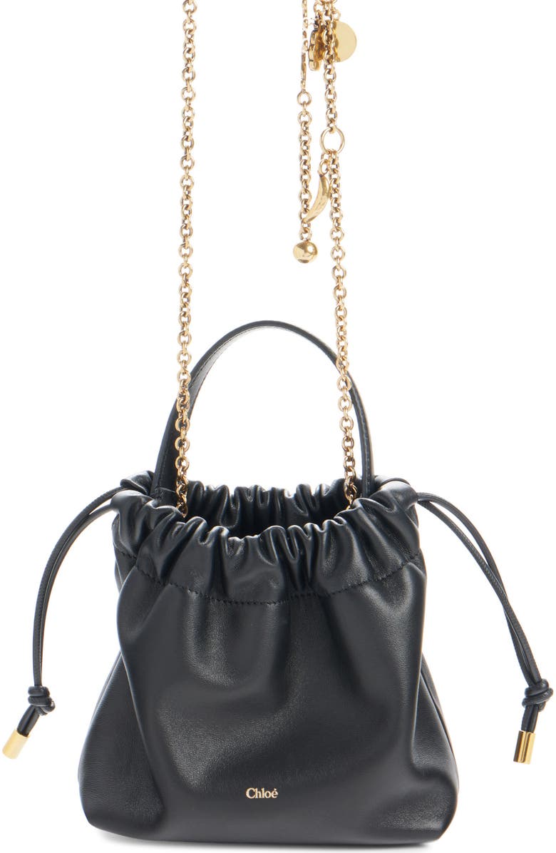 Chloé Mini Icons Leather Shoulder Bag, Main, color, Black
