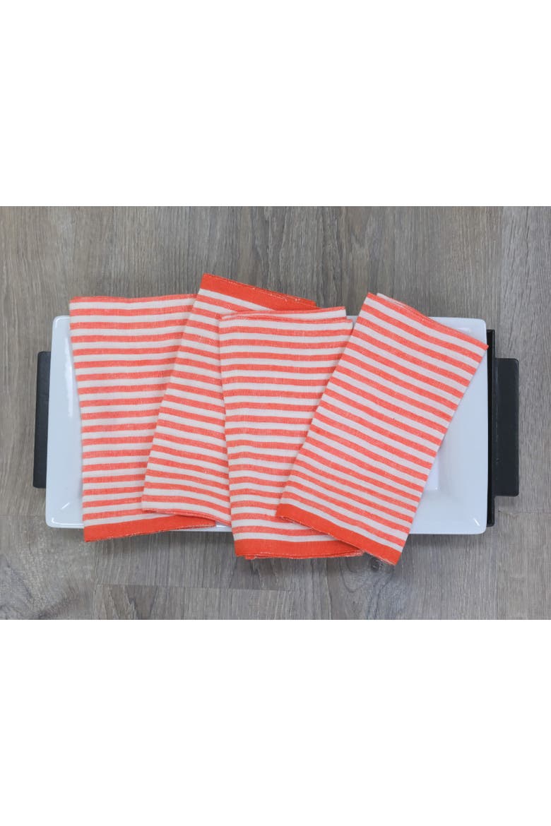 Ticking Stripe Napkins - Set of 4, Alternate, color, Clementine 20" x 20"