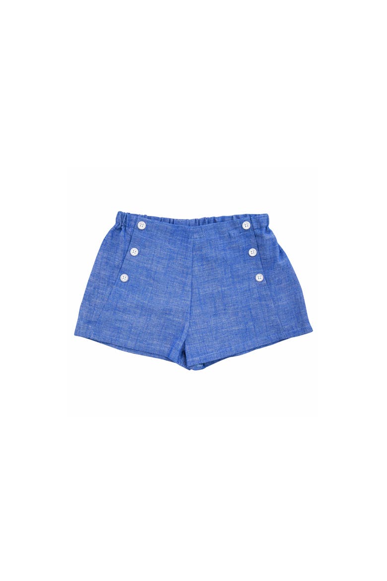 Sailor Button Shorts, Main, color, Blue Chambray