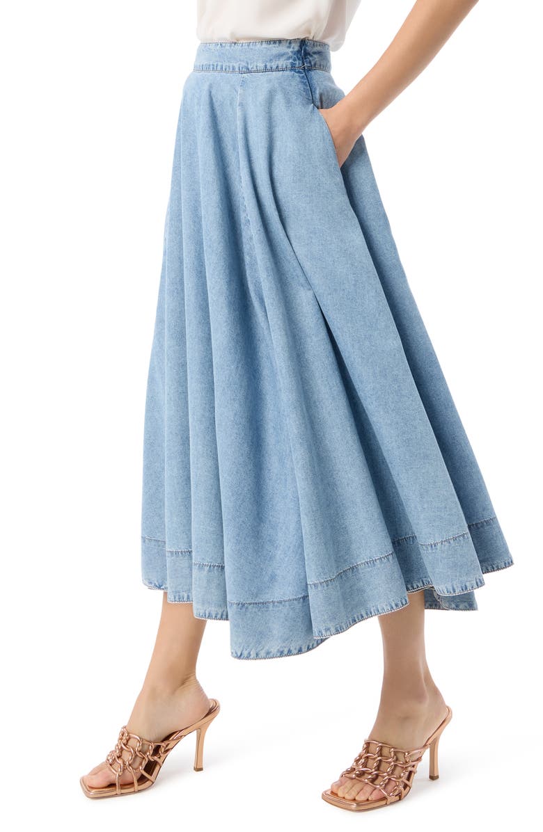 DO by Dee Ocleppo Sage Half Circle Chambray Denim Skirt, Alternate, color, Aero Wash