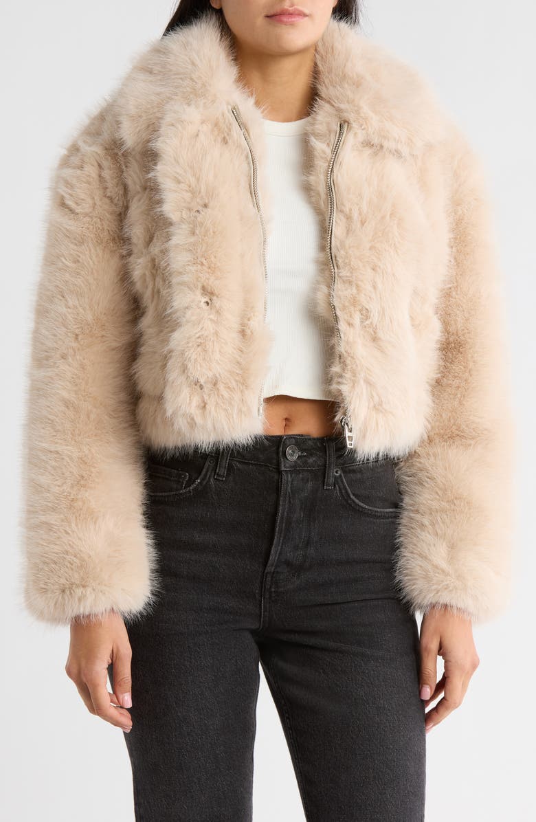 BLANKNYC Gram Moment Faux Fur Crop Bomber Jacket, Main, color, Gram Moment
