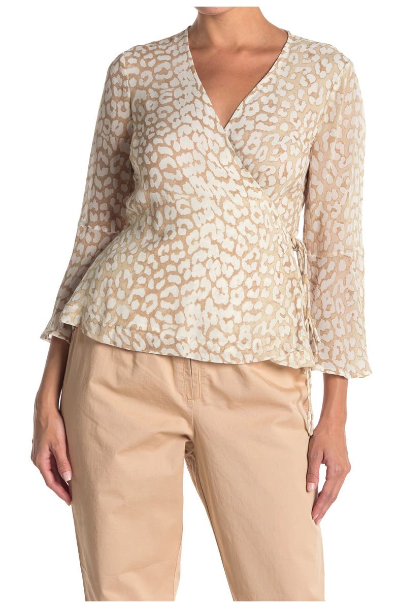 Ganni Printed Georgette Wrap Blouse, Main, color, 