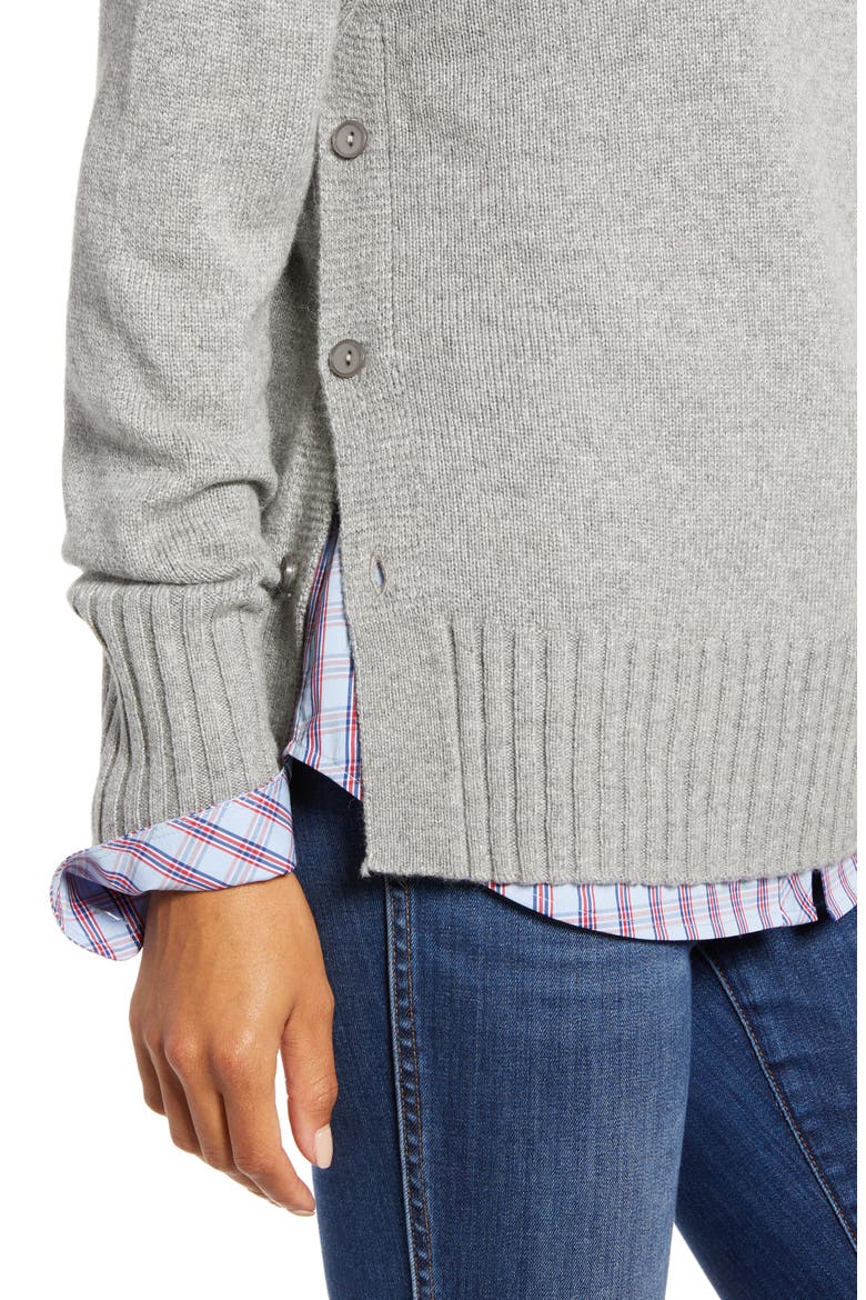 Side Button Sweater, Alternate, color, GREY HEATHER