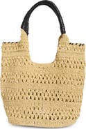 BCBG Woven Raffia Tote Bag