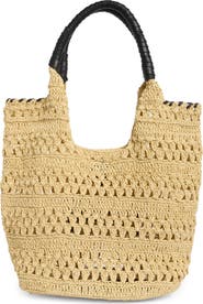 BCBG Woven Raffia Tote Bag