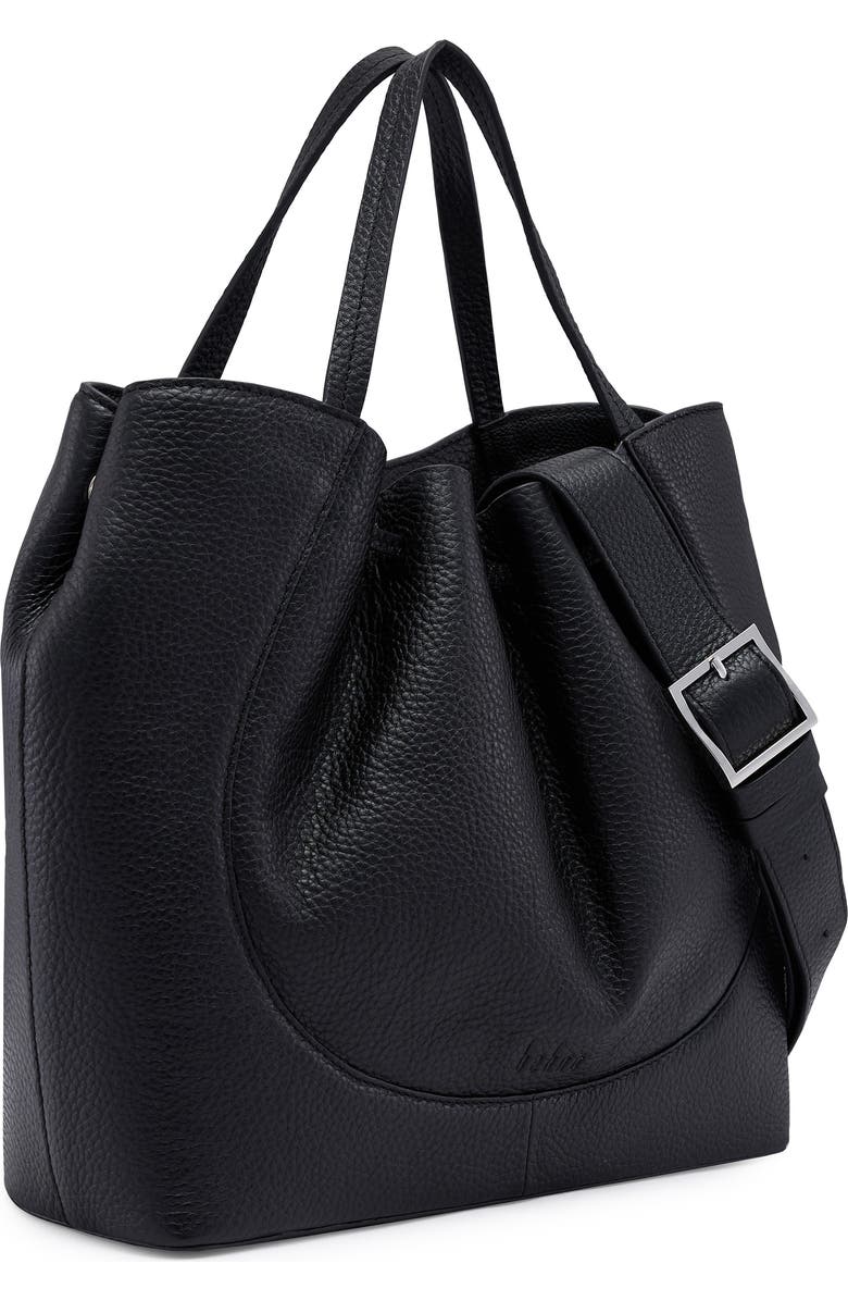 behno Katrina Pebble Leather Satchel, Alternate, color, Black Leather