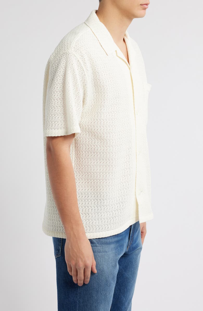 FRAME Open Weave Camp Shirt, Alternate, color, Cream