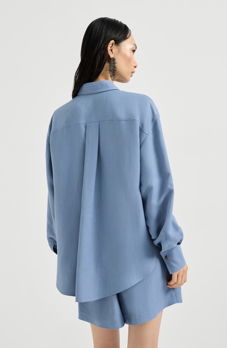 Brunello Cucinelli Fluid twill shirt, Alternate, color, Azure