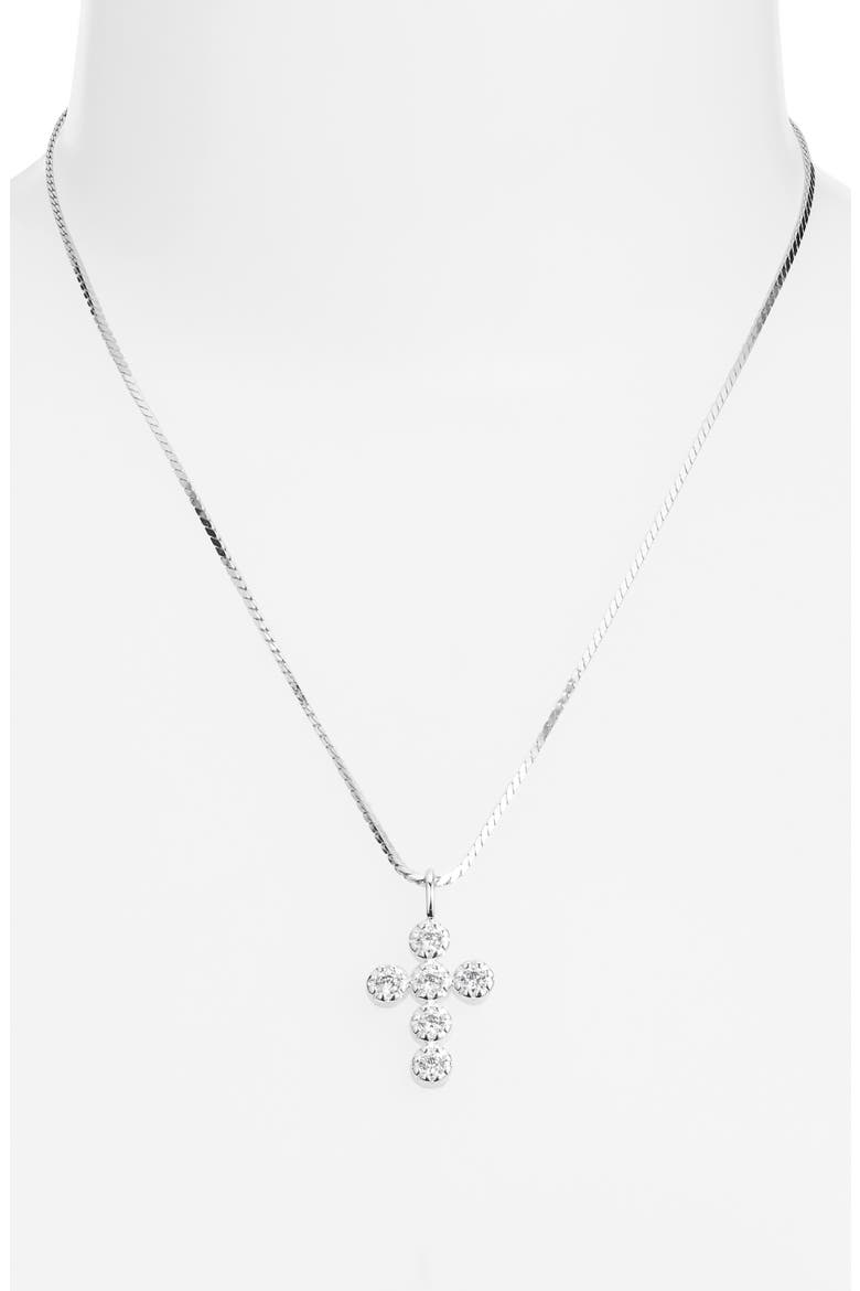 Eternal Cubic Zirconia Cross Pendant Necklace, Alternate, color, SILVER