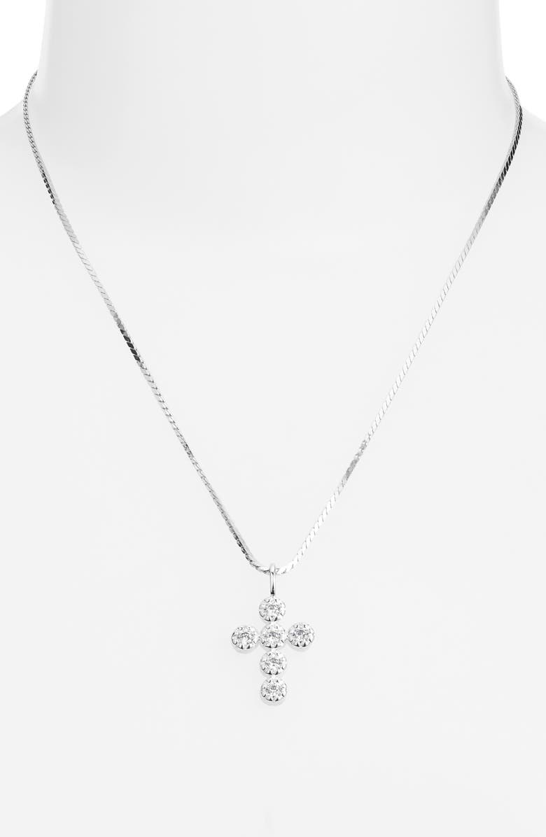 MIRANDA FRYE Eternal Cubic Zirconia Cross Pendant Necklace, Alternate, color, Silver