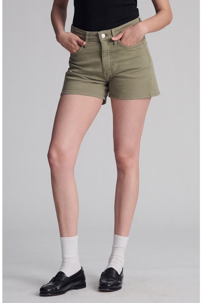 Heidi High Waist Denim Shorts, Main, color, GREEN FLEX BLUE