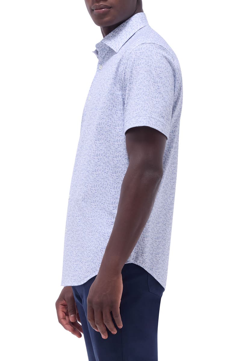 Bugatchi Miles OoohCotton<sup>®</sup> Abstract Print Short Sleeve Button-Up Shirt, Alternate, color, Mint