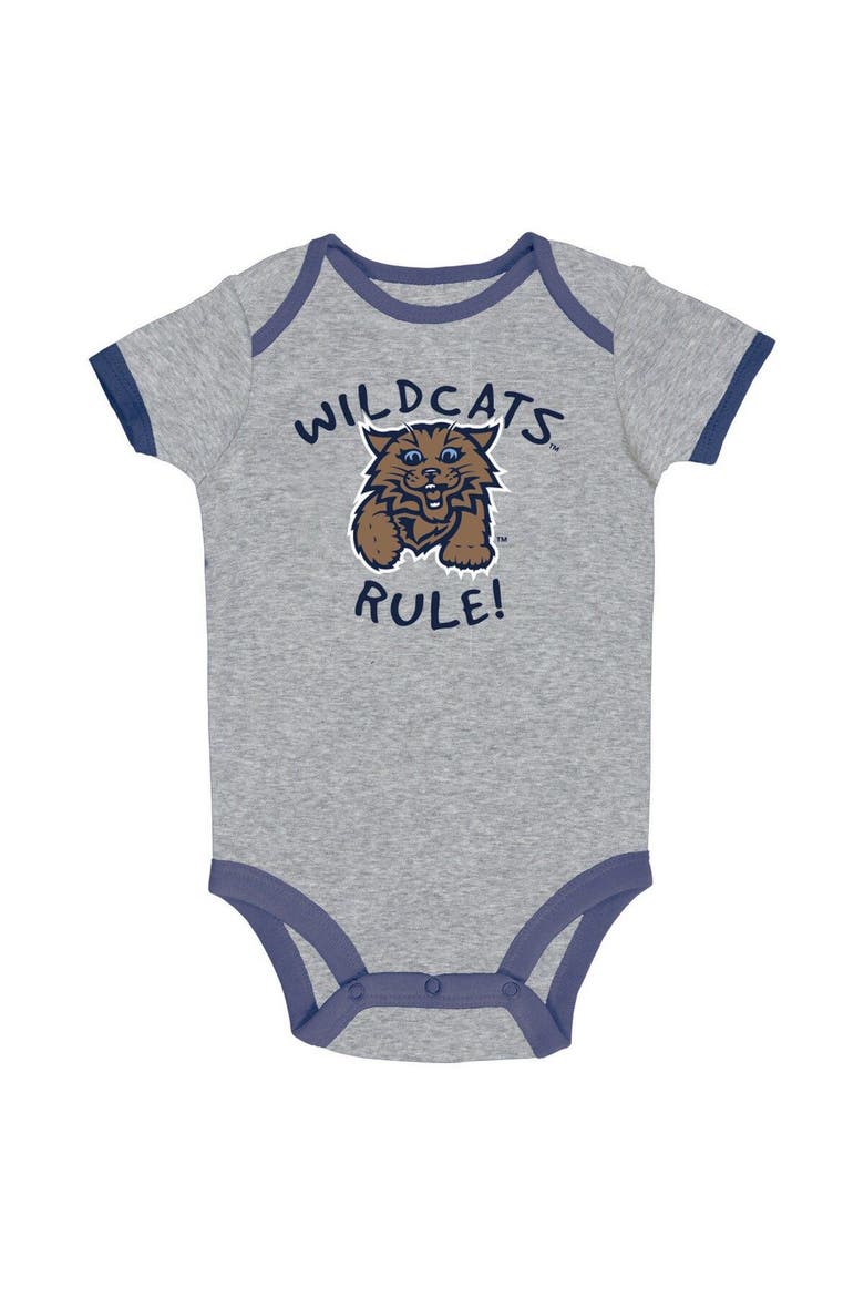Infant Champion Navy/Heather Gray/White Villanova Wildcats Three-Pack Bodysuit Set, Alternate, color, Navy