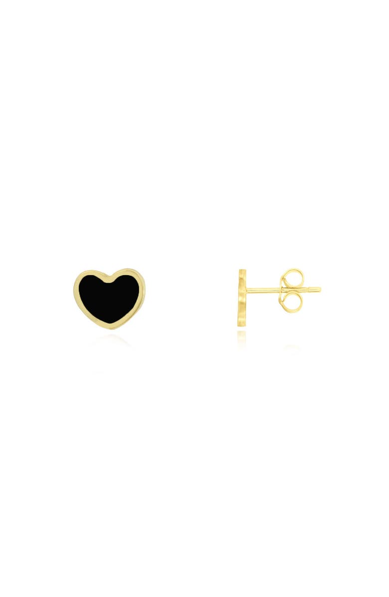 The Lovery Fine Jewelry Mini Onyx Heart Stud Earrings, Main, color, Onyx