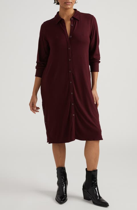 Sally Long Sleeve Shirtdress (Regular & Plus)