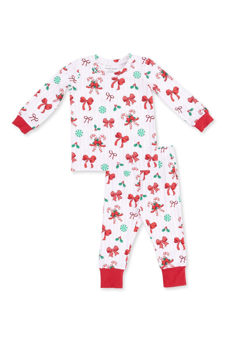 Bows & Candy Canes Pajamas, Main, color, IVORY