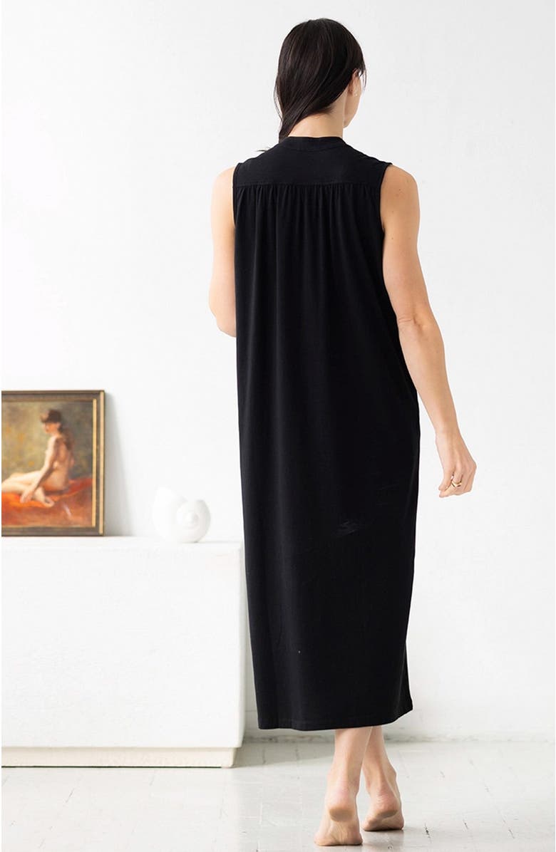 SALUA Aisha Relaxed Sleeveless Sleep Maxi Tunic, Alternate, color, Black