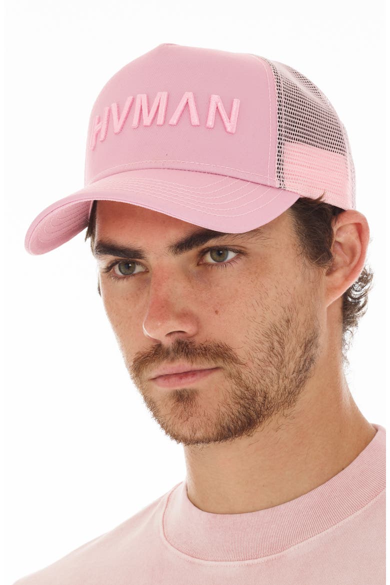 Logo Mesh Trucker Hat, Alternate, color, CORAL