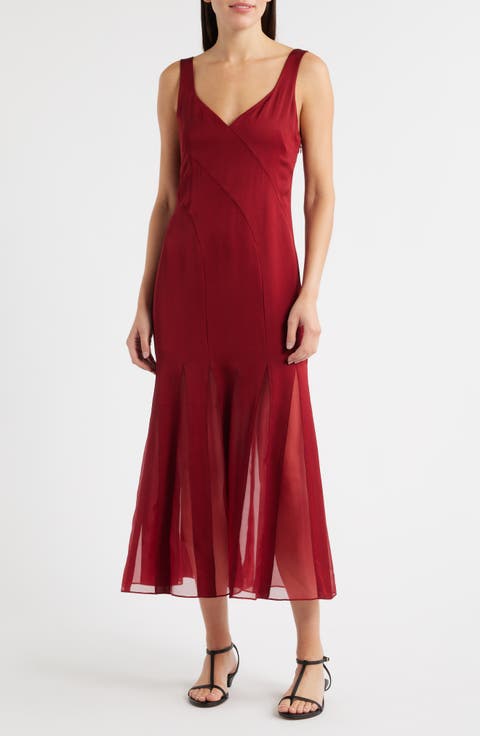 Sleeveless Godet Maxi Dress