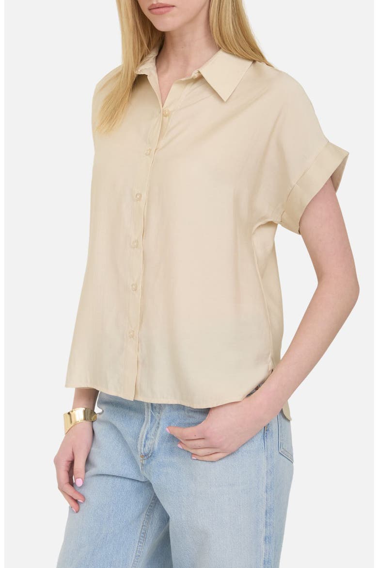 Short Sleeve Button-Up Shirt, Alternate, color, LIGHT KHAKI