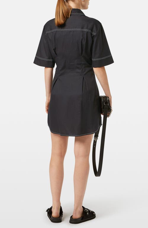 Scotch & Soda Stripe Structured Cotton Shirtdress In Black