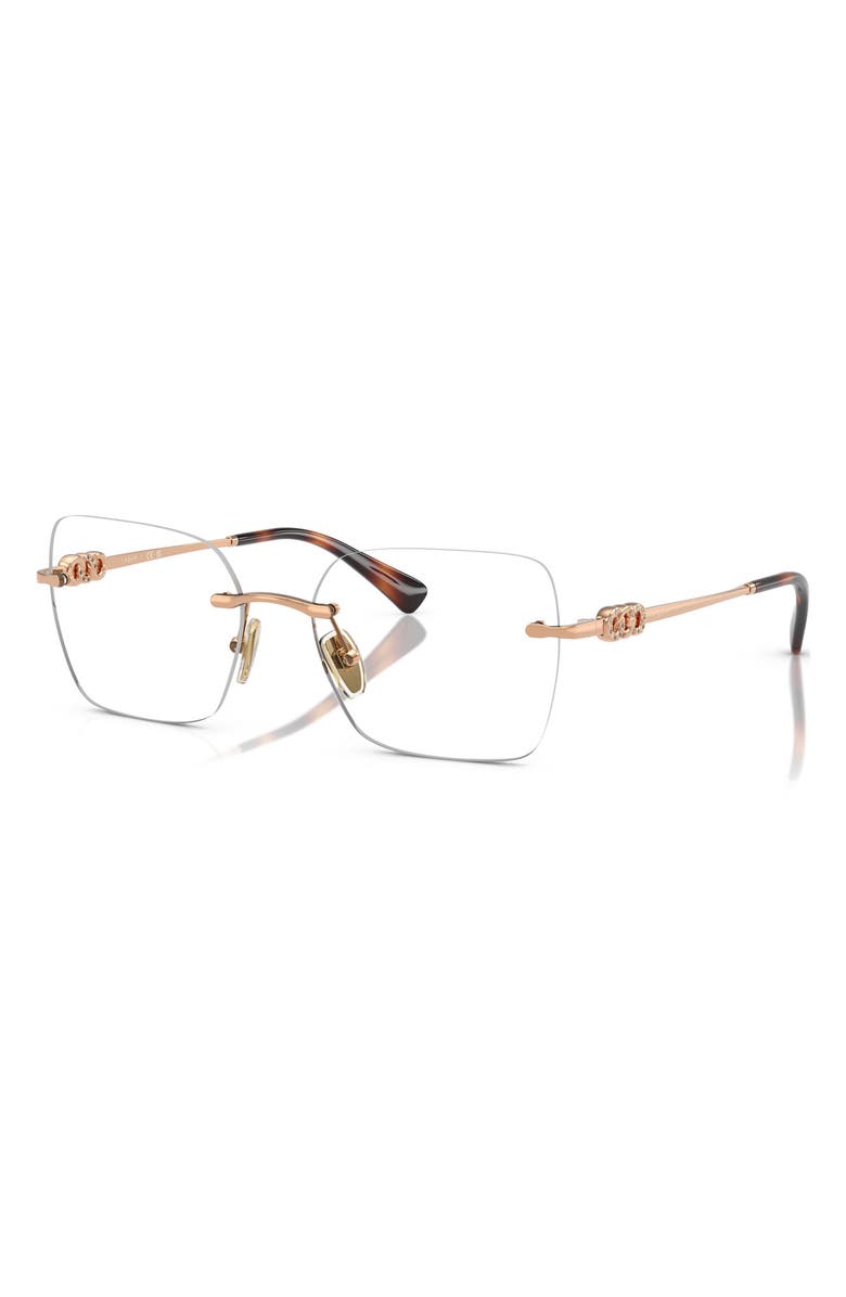 VOGUE 53mm Square Optical Glasses, Alternate, color, Rose Gold