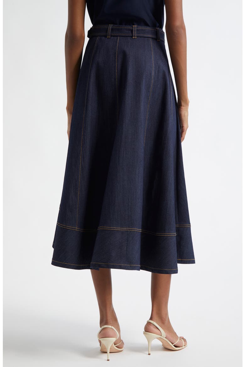 Zelda Denim Asymmetric Midi Skirt, Alternate, color, INDIGO