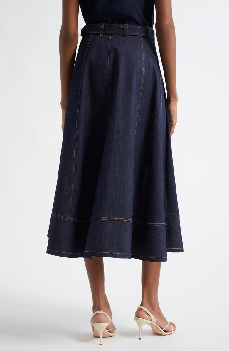 Cinq à Sept Zelda Denim Asymmetric Midi Skirt, Alternate, color,