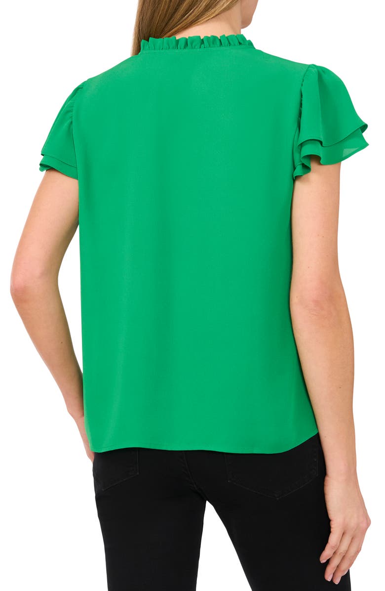 CeCe Flutter Sleeve Keyhole Top, Alternate, color, 