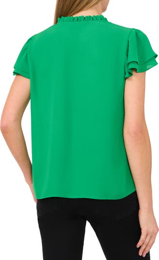 CeCe Flutter Sleeve Keyhole Top | Nordstrom