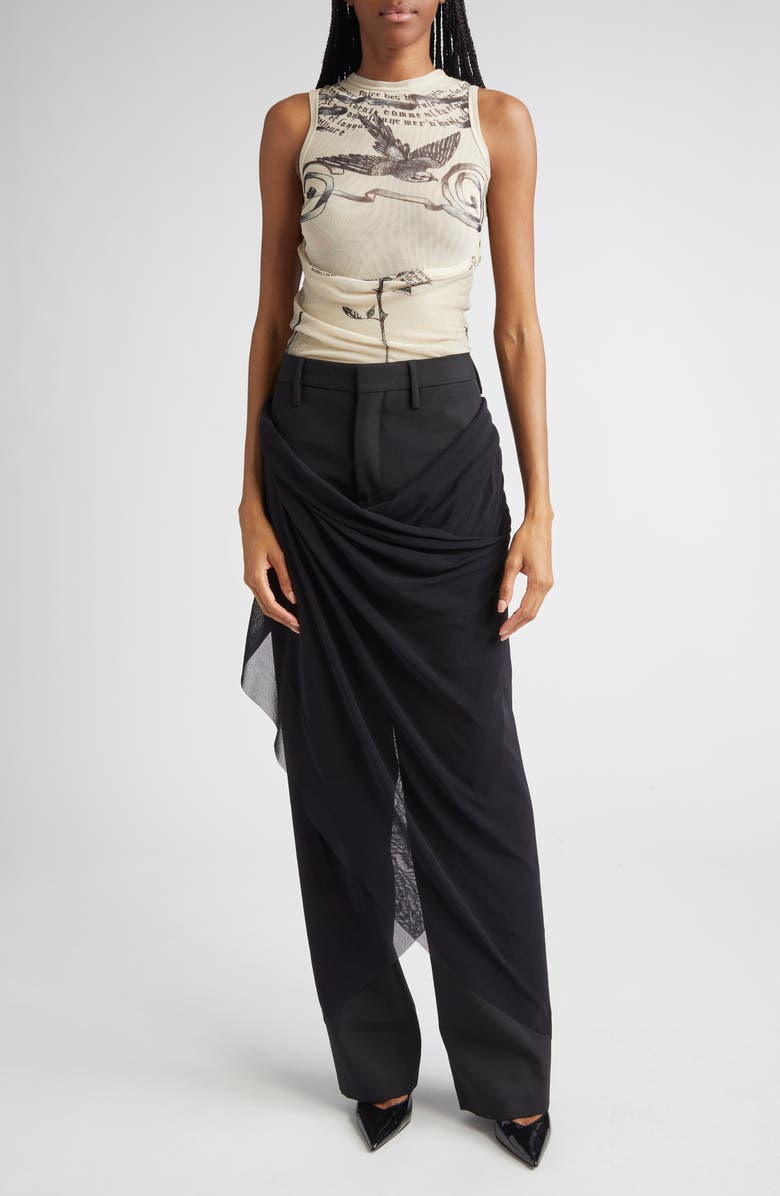 Jean Paul Gaultier Tattoo Print Double Layer Mesh Tank, Alternate, color, 