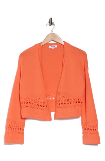 525 Meghan Open Stitch Cotton Cardigan In Watermelon