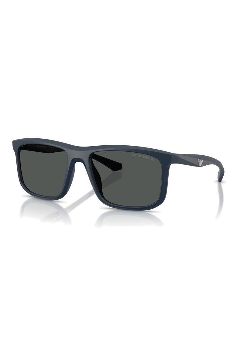 57mm Square Sunglasses, Alternate, color, MATTE BLUE / DARK GREY